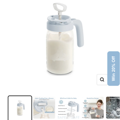 Glass Formula And Breast milk Mixing Pitcher with Mixing Handle-Blue