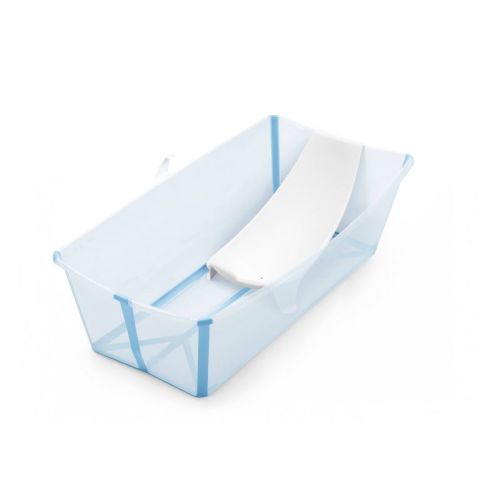 Stokke Flexi Baby Bath Bundle - XL - Ocean Blue: Drain Plug, Temperature Indicator, Folds for Storage