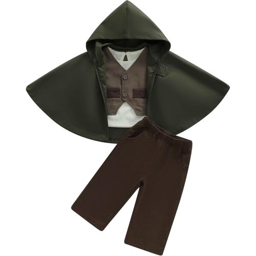 Toddler Baby Boy Halloween Costume Ring Bearer Medieval Outfits Long Sleeve Shirt Vest Pants and Cloak 4 Pcs Set