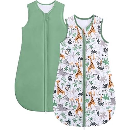 JiAmy Baby Sleeping Bag Cotton Sleep Sack 2 Pack, Unisex Baby Wearable Blanket for Newborn & Infant 0-24 Months