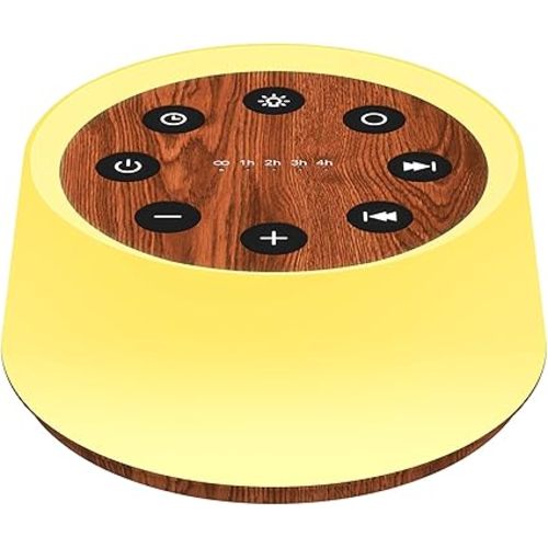 ColorsNoise Sound Machine and White Noise Machine with 30 Soothing Sounds with 12 Colors Baby Night Light with Memory Function (T-Wood)