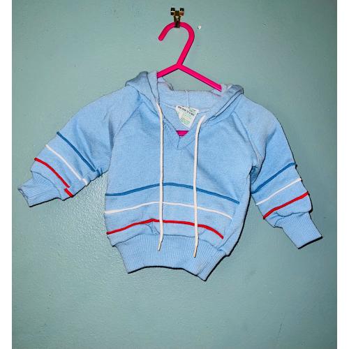 Vintage 1980’s Baby Blue Baby Hooded Sweatshirt, Size 0 - 6 Months