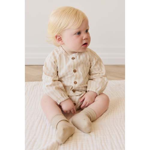 Organic Cotton Ellis Playsuit - Variegated Stripe Foam