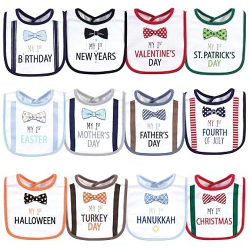 Little Treasure Unisex Baby Cotton Bibs, Holiday Bow Ties, One Size