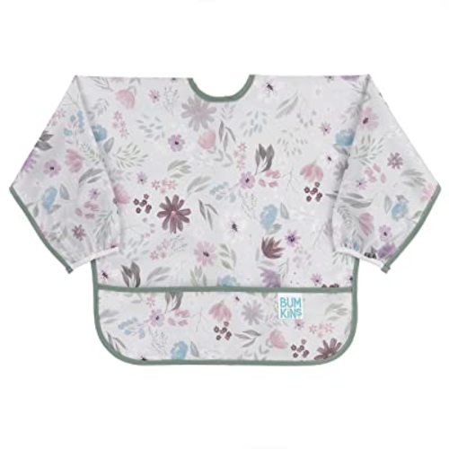 Bumkins Sleeved Bib Baby Bib, Toddler Bib, Smock, Waterproof Fabric, Fits Ages 6-24 Months