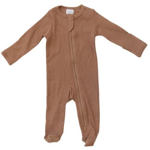 Mustard Organic Cotton Ribbed Footed Zipper One-piece – Mebie Baby