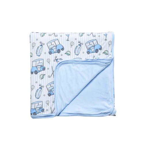 Double Sided Bamboo Kids Blanket in Caddie Crew Blue | Caden Lane