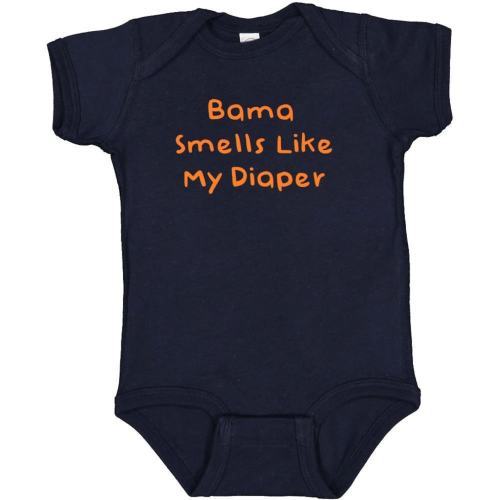 Auburn Fan Gear for Baby - AlabamaSmells Like my Diaper - Bodysuit Outfit - Navy