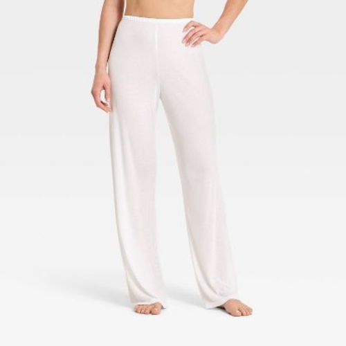 Women's Sheer Ribbed Pajama Pants - Auden™ White L