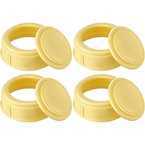 4 Pack Nipple Rings Compatible with Medela Baby 5oz & 8oz Plastic & Glass Bottles, Collar Rings Compatible with Medela Slow or Medium Flow Collection and Storage Bottles, No Leak or Spill