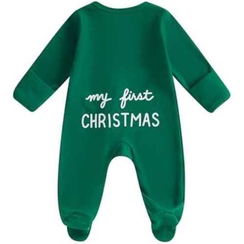 Seyurigaoka Newborn Baby Boy Girl Christmas Outfit My First Christmas Footed Romper Jumpsuit Gender Neutral Baby Clothes