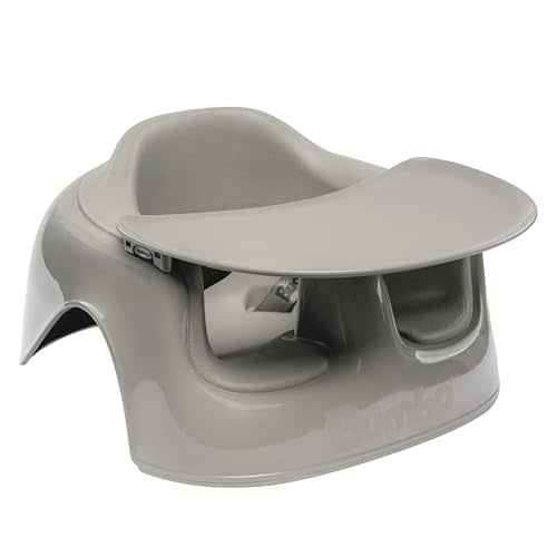 Bumbo Plastic Floor Seat Lite & Tray Combo for Babies 3 to 12 Months, Breige - Lightweight Portable Baby Chair with Large Legroom and 3-Point Harness for Feeding and Play