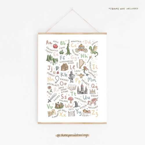 Fairytale Alphabet Print: Whimsical A-Z Nursery Wall Art