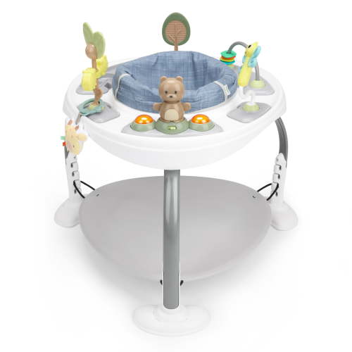 Open Box Ingenuity Bounce to Bloom 2-in-1 Activity Jumper & Table, Chambray, Ages 6–24 Months