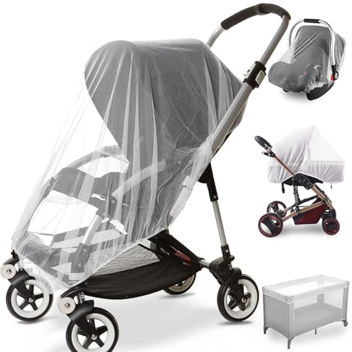 Sysmie 2 Pack Baby Stroller Mosquito Net, Durable Mesh Protection, White | Universal Fit Bassinets, Cradles, Playards, Pack N Plays & Portable Mini Cribs, Summer Essential for Infant Travel, Camping
