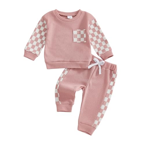 Toddler Baby Girl Clothes Contrast Color Fall Winter Outfit Long Sleeve Sweatshirts and Pants Newborn Infant Set