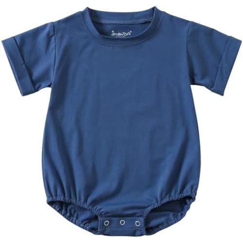 Jimonda Baby Boy Girl Bubble Romper Solid Color Bodysuit Short Sleeve Cotton T-Shirt