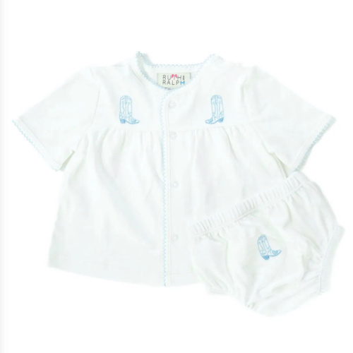 Blue Cowboy Boots Layette Set I Ruth and Ralph