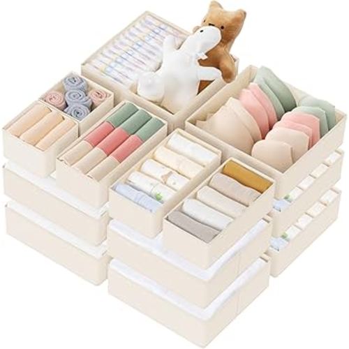 Amazon.com: Criusia Drawer Organizer Clothes, 10 Pack Dresser Organizer for Baby Clothes, Underwear, Sock- Foldable Closet Organization and Storage Dividers Bins for Nursery, Bedroom (Beige)