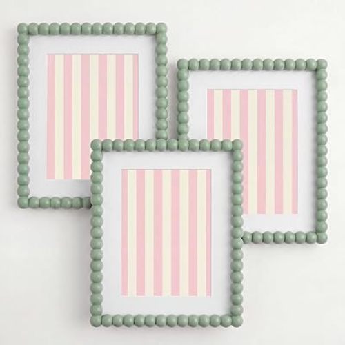 AceOrbit 3 Pcs Beaded Picture Frames for Dorm, 8x10 Inch, Mint Green