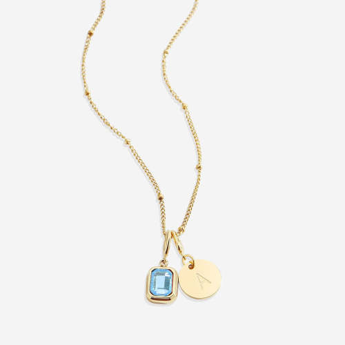 Baguette Birthstone & Initial Necklace – Mint & Lily