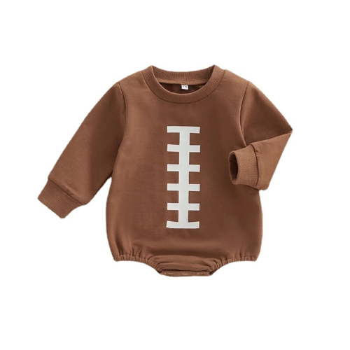 Baby Bodysuit Pack Fall Baby Onesie Children's Rugby Print Jumpsuit Casual Long Sleeve Round Neck Triangle Crawl Suit Coffee, 0-3 Months