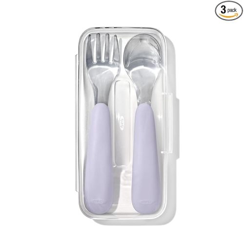 OXO Tot On-The-Go Fork and Spoon Set - Lilac