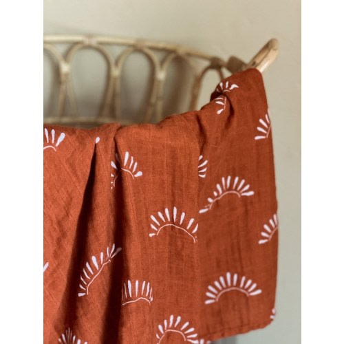 Soft Bamboo Sunburst Muslin Swaddle: Rust Gender Neutral - Etsy