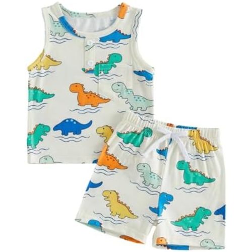 Toddler Baby Boy Summer Clothes Pattern Print Beach Outfit