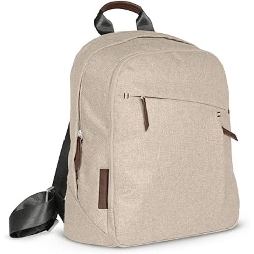 UPPAbaby Changing Backpack/Multiple Storage Compartments/Stroller Strap Attachment/Bottle Insulator and Changing Pad Included/Declan (Oat Mélange/Chestnut Leather)