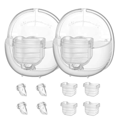 Wearable Breast Pump Accessories, Replacement Pump Parts Flange 24mm, Duckbill Valve, Silicone Diaphragm, Milk Collector Cup Compatible with MOMMED S18 S21, 2 Sets