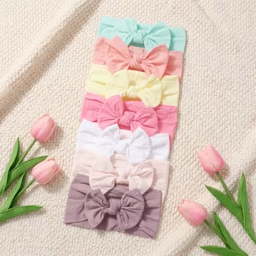 7pcs baby bowknot hair bands macaron color elastic headbands - Temu
