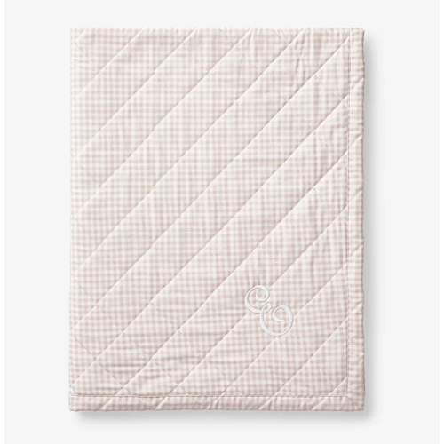 Ditsy Gingham Classic Cool Organic Cotton Percale Quilted Reversible Sherpa Stroller Blanket