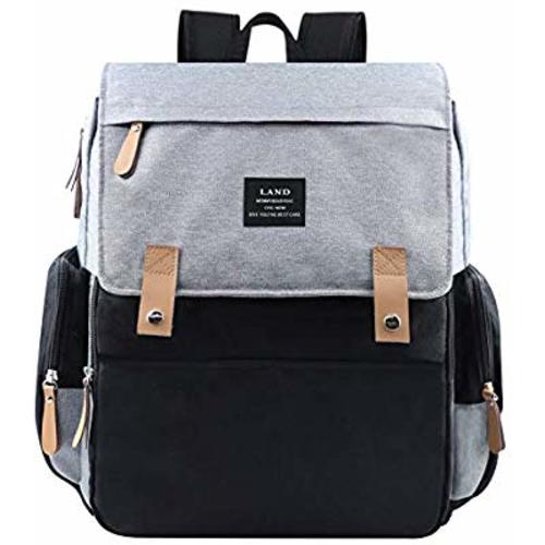 Vakabva Diaper Bag Backpack, Waterproof Diaper Bag Large Capacity Mommy Backpack Baby Nappy Bags with Multi-Function, Durable and Stylish (Black with Gray) - Black With Gray