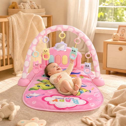 Jonster, 3-in-1 Baby Play Mat and Activity Gym, 30" x 22" x 17" Pink
