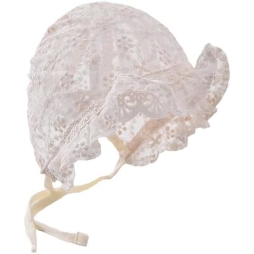 Baby Girl Lace Bonnets Cotton New-Born Beanie Hats Mesh Palace Hat Soft Breathable Sun-Protection for Babies
