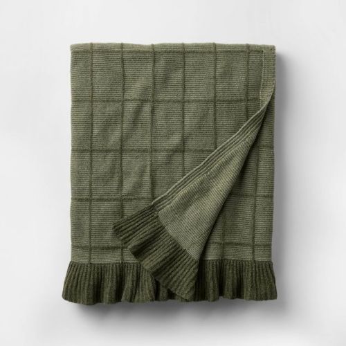 50"x60" Windowpane Plaid with Ruffle Throw Blanket - Threshold™ designed with Studio McGee