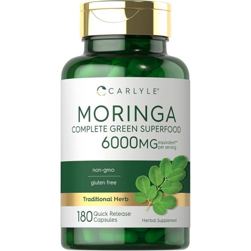 Carlyle Moringa Oleifera Supplement | 180 Capsules | Complete Green Superfood for Women and Men | Non-GMO and Gluten Free | from Moringa Leaf Powder