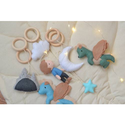 Dragon Baby Play Gym toys , Hanging felt toy for  baby activity gym. Fantasy nursery decor