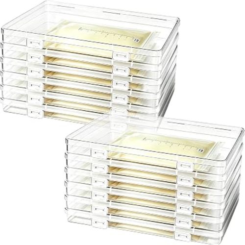 12 Pcs Clear Flat Breast Milk Freezer Storage Organizer,Space Saving Breastmilk Storage Tray,Breastmilk Freezer Flat Storage Containers for Breastfeeding Bag Organization,7.5 x 5.1 x 0.7 in