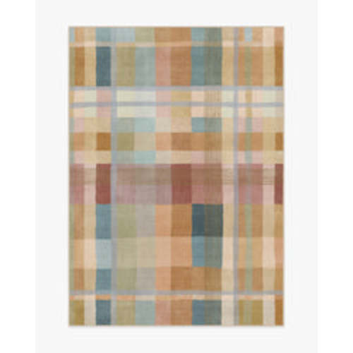 Margot Plaid Ochre Multicolor Flatwoven Rug | Ruggable US