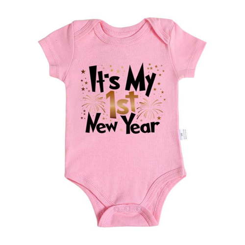 Baby Boys Romper My First Christmas Baby Boy Outfit New Year Cute Casual Jumpsuit Letter Print Boy Girl Bodysuit Pink 3-6 Months