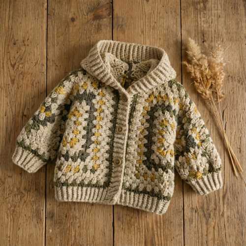 Crochet Toddler Jacket Pattern, Granny Square Hooded Cardigan, Baby PDF Download