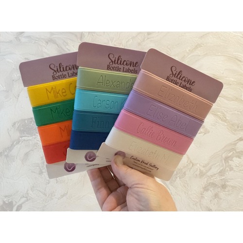 Silicone Water Bottle Labels, Waterproof Straight Bands, Labels for Baby Bottles, Cups, Tumblers, Thermos, Reusable Name Label, Gift, School