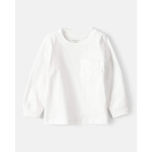 Baby Boy Long-Sleeve Pocket Tee - White - Carter's | Carter's