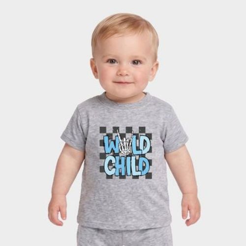 The Juniper Shop - Infant Jogger Pant Crew Set - Wild Child Retro - Heather Grey - 6-12 MONTH