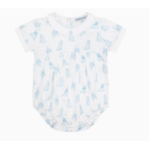 Blue Puppy Love Print Bubble- 0-3m