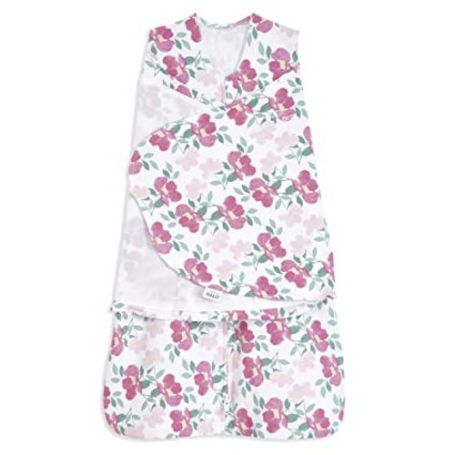 HALO 100% Cotton Sleepsack Swaddle, 3-Way Adjustable Wearable Blanket, TOG 1.5, Stems, Small, 3-6 Months