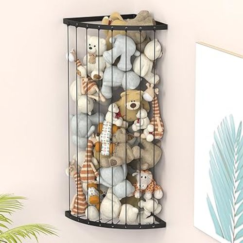 Stuffed Animal Storage for Plush Toys, Corner Stuffed Animal Holder for Kids Room Plush Toys Storage Caddy Kids Stuffed Animal Hammock with Length Adjustable Wall Plush Storage for Nursery Playroom
