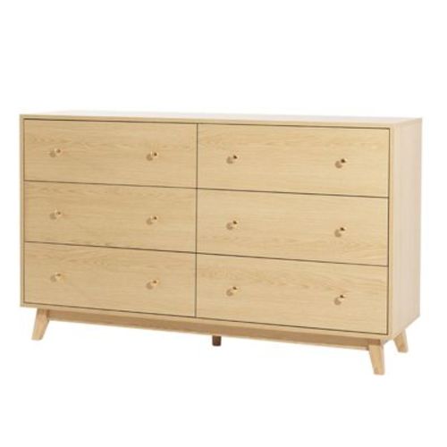 VEVOR 6 Drawer Dresser, Wooden Chest of Drawers with Sliding with Anti-tip Device, Modern Minimalist Dresser Chest,Closet Storage Organizer,Light Wood